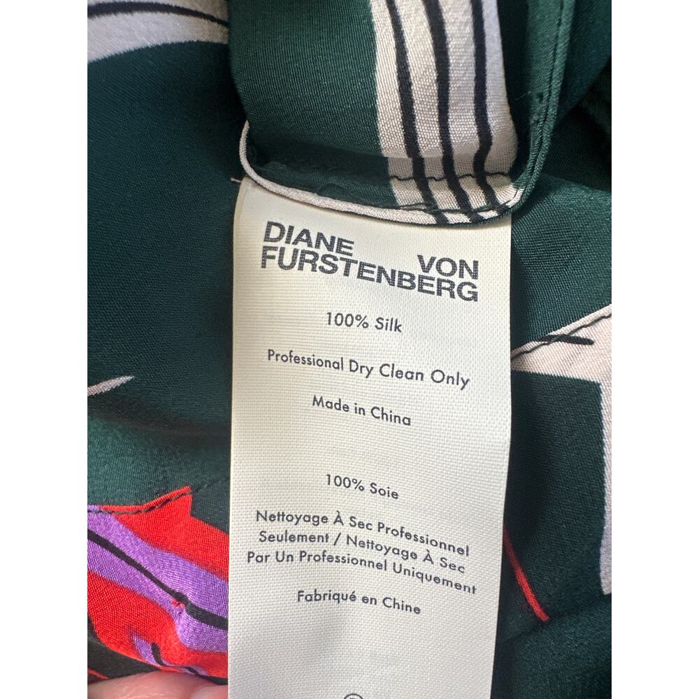 NWT DVF Diane von Furstenberg QUINCY Hunter Silk Wrap Midi Dress US10 Green - Picture 9 of 10